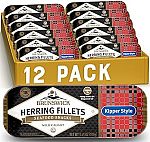 12 pack Brunswick Boneless Kipper Style Herring Fillets, 3.53 oz Can $14