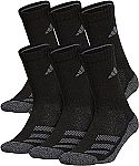 adidas Kids-Kids Cushioned Angle Stripe Crew Socks (6-Pair) $7