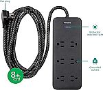 6-Outlet 8' Philips Accessories EZFit Surge Protector Power Strip $9