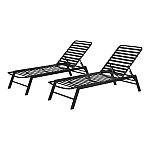 2-pk Hampton Bay Adjustable Outdoor Strap Chaise Lounge w/Aluminum Frame $74.75