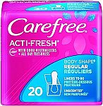 20 Ct CAREFREE Acti-Fresh Body Shaped Pantiliners Unscented Regular $1.24 (Back Order)