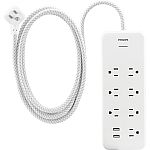 Philips 7-Outlet Surge Protector, 4ft Braided Cord $9