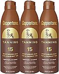 3-pack Coppertone Tanning SPF 15 Sunscreen Spray 5.5 oz $16.77