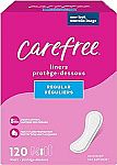120-Ct Carefree Unwrapped Unscented Panty Liners $4