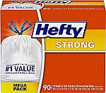 90-Ct Hefty Strong Tall Kitchen Trash Bags, Unscented, 13 Gal $9.74 and more