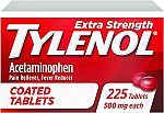 225-Count Tylenol Extra Strength Pain Relief Coated Tablets $9