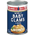 12-Pack 10-Oz Bumble Bee Whole Baby Canned Clams $11.62