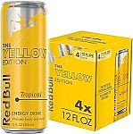 4-Pack 12-Oz Red Bull Energy Drink (The Yellow Edition / Tropical) $5.38
