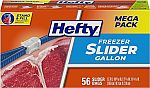 56-Count Hefty Slider Freezer Storage Bags, Gallon Size $6