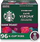 96 Count Starbucks K-Cup Coffee Pods Caffe Verona Dark Roast Coffee $32