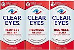 3-Pack 0.5-Oz Clear Eyes Redness Eye Relief Eye Drops $6.28