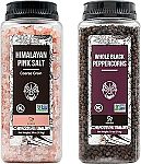 Soeos 39-Oz Himalayan Pink Salt + 18-Oz Whole Black Peppercorns $14.42