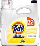 117-Oz Tide Simply Liquid Laundry Detergent Free & Sensitive (4 for $29.67, $7.40 Each)