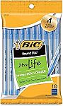 10-pack BIC Round Stic Ball Pens Medium Point (Blue or Red) $0.84 and more