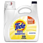 Tide Simply Liquid Laundry Detergent, Free & Sensitive, 117 oz, 89 Loads $9.92 or less