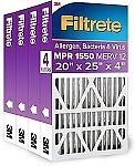 4-pack Filtrete 20x25x4 Air Filter MPR 1550 DP MERV 12 $38.70