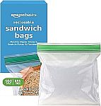 100-Count Amazon Basics Double Zipper Sandwich Storage Bags $1.98