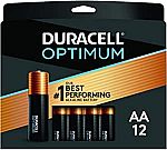 12-Count Duracell Optimum AA Batteries w/ Power Boost $4.75