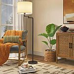 Threshold 63" Metal Column Adjustable Metal Swing Arm Floor Lamp $17.59