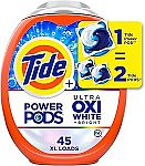 45 Count Tide Power PODS Plus Ultra OXI Laundry Detergent $16 + Get $3.60 Credit