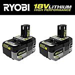 2-pack RYOBI ONE+ HP 18V HIGH PERFORMANCE Lithium-Ion 6.0 Ah Battery $75