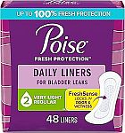 48-Count Poise Daily Liners Incontinence Panty Liners $1.84