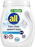 60 Count All Mighty Pacs Laundry Detergent $12 and more