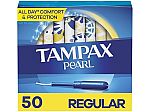 Tampax Pearl Tampons 50-Count regular or light $6 