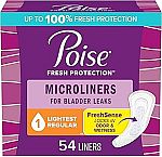 54-Ct Poise Daily Incontinence Regular Panty Microliners $2.69