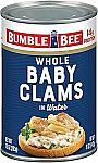 10 oz Can Bumble Bee Whole Baby Canned Clams $0.98