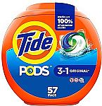 4X 57-Count Tide PODS Liquid Laundry Detergent Soap Pacs + $15 Amazon Credit + $15 P&G Rebate $57