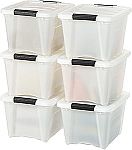 IRIS USA 19 Qt Stackable Plastic Storage Bins with Lids, 6 Pack $33