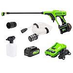 Greenworks 24V 600 PSI Battery Pressure Washer + 4Ah Battery + Charger $30