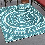 Mainstays 5' x 7' Teal Global Medallion Reversible Plastic Indoor Outdoor Area Rug $10