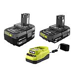 RYOBI ONE+ 18V Lithium-Ion Starter Kit with 2Ah and 4Ah Battery $69