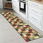 Non-Slip Rubberback Checkered Design 2x7 Indoor Runner Rug, 1'10" x 7' $11.55