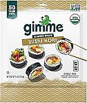 Gimme Seaweed Sushi Nori 100% Organic Roasted Seaweed 50 Sheets $9.65