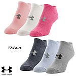 12-Pairs Under Armour Women's Training No Show Socks $15