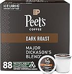 88 Count Peet's Coffee, Dark Roast K-Cup Pods $27.80