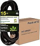 12-pack 15' Go Green Power 16/3 SJTW Outdoor Extension Cord $29