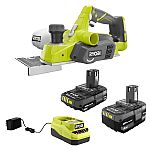 RYOBI ONE+ 18V Lithium-Ion Cordless 3-1/4 in. Planer + 2 Batteries $99