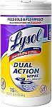 75 Count Lysol Dual Action Disinfectant Wipes $3.74