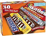 30-Count Mars Full Size Candy Variety Mix (Snickers, M&Ms, Starburst, etc) $23.19