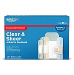 280-Count Amazon Basic Care Sheer and Clear Adhesive Bandages Variety Pack $4.57