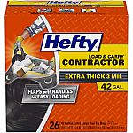 26-Count 42-Gallon Hefty Load & Carry Heavy Duty Contractor Large Trash Bags $14.78