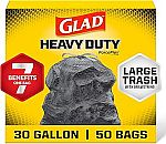 50 Count Glad Large Drawstring 30 Gallon Trash Bags $13
