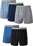 5-Count Hanes Men's Cool & Breathable Cotton Boxers $13.99