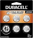 6-Count Duracell 2032 Lithium Battery (Car Key Fob) $5.46