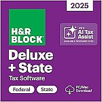 H&R Block Tax Software Deluxe + State 2025 $29.99 and more