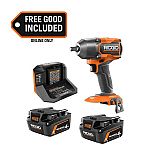 RIDGID 18V Starter Kit with Two (2) 4.0 Ah Batteries and FREE Brushless Impact Wrench $139